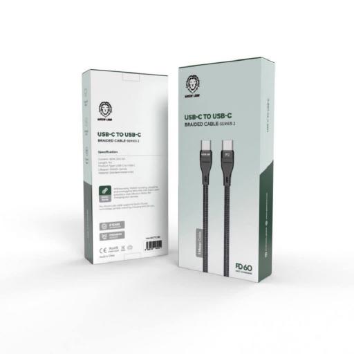 سیم شارژ تایپ سی به تایپ سی سری 2 گرین Green usb-c to usb-c braided cable- series 2